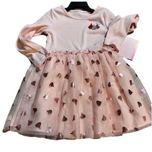 Kisses With This Hersheys Girls Pink Ribbed Dress-Sz 4T-New